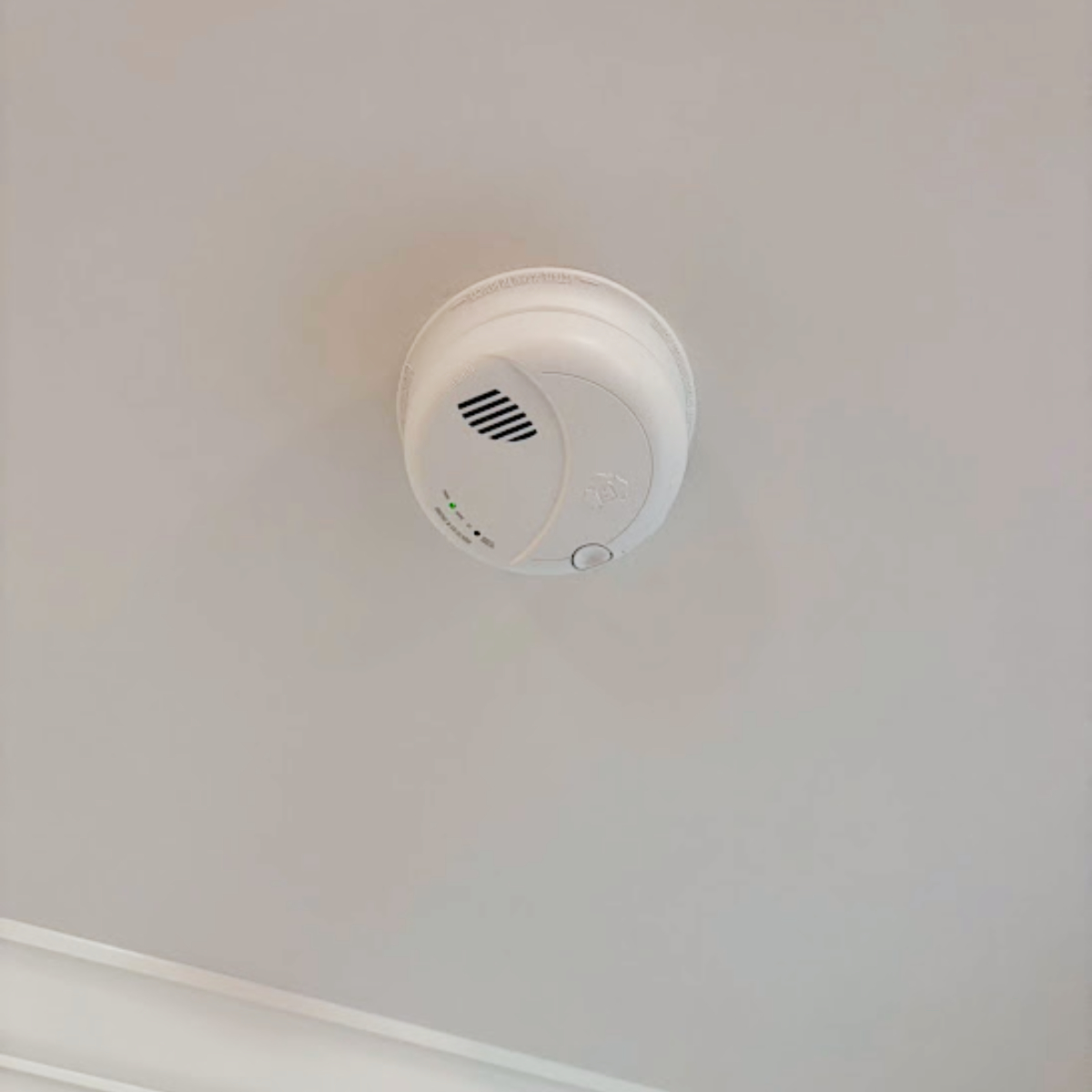 smoke or carbon monoxide detector on ceiling